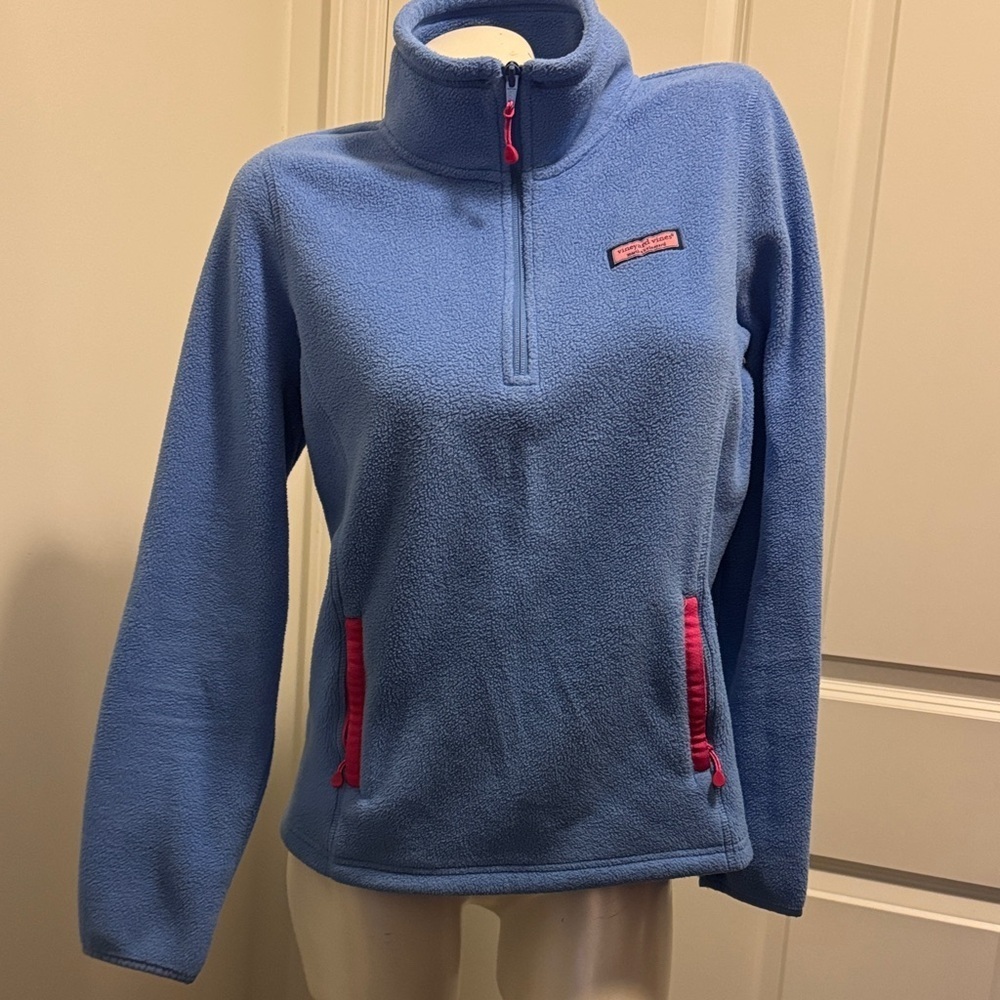 Vineyard Vines Blue Fleece Jacket with Pink Accents